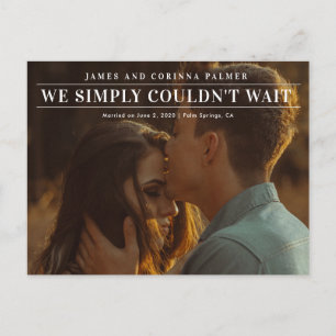 We could not wait wedding announcement postcard