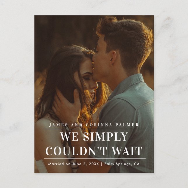 We Couldn't Wait Photo Wedding Announcement (Front)