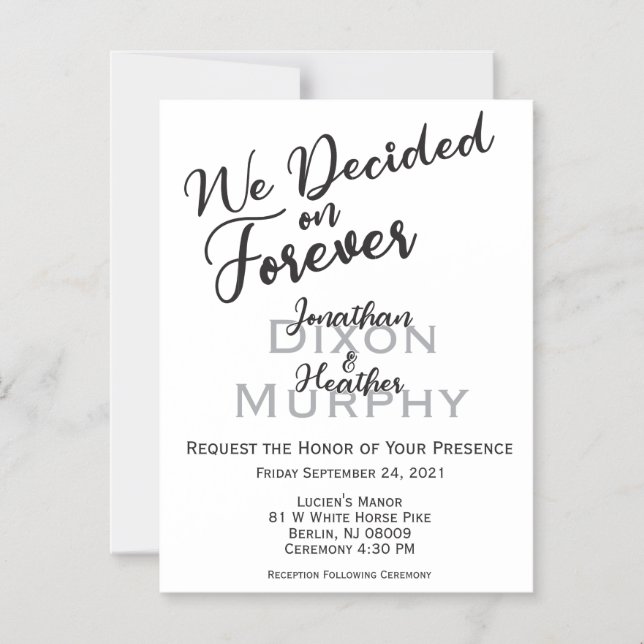 We decided of forever, Soficitated, simple design Magnetic Invitation (Front)