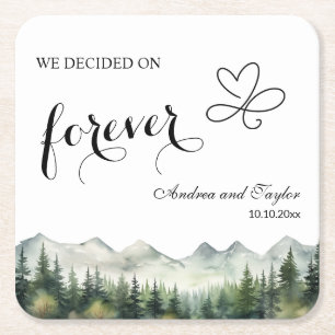 We decided on Forever Elegant Wedding Square Paper Coaster