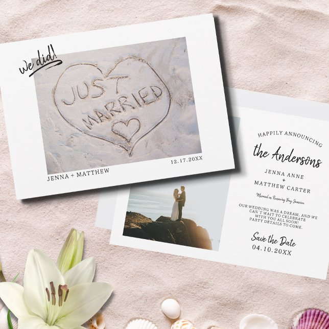We Did Beach Just Married Photo Announcement  (Creator Uploaded)
