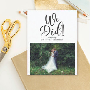 We Did Elopement Photo Invitation