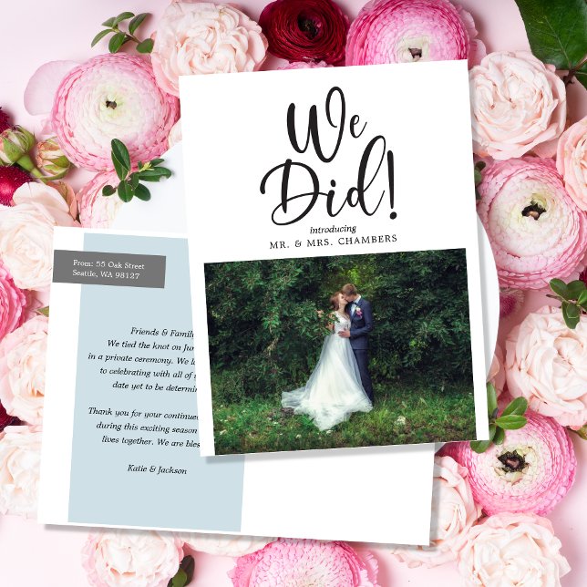 We Did Elopement/Wedding Update Photo Announcement Postcard (Creator Uploaded)