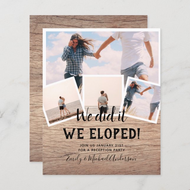 We Did It ELOPEMENT PHOTO Wedding RECEPTION Budget (Front/Back)