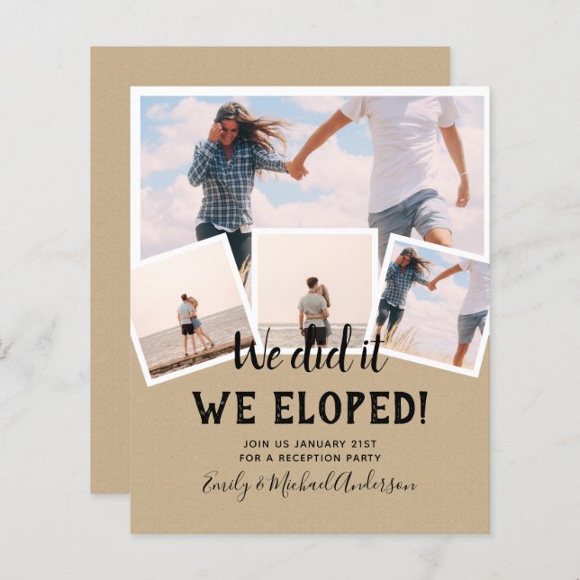 We Did It ELOPEMENT PHOTO Wedding RECEPTION Budget (Front/Back)