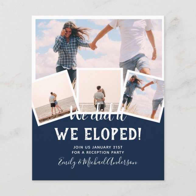 We Did It ELOPEMENT PHOTO Wedding RECEPTION Budget Flyer (Front)