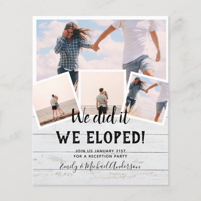 We Did It ELOPEMENT PHOTO Wedding RECEPTION Budget Flyer (Front)