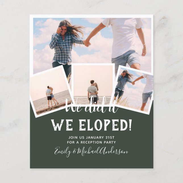We Did It ELOPEMENT PHOTO Wedding RECEPTION Budget Flyer (Front)