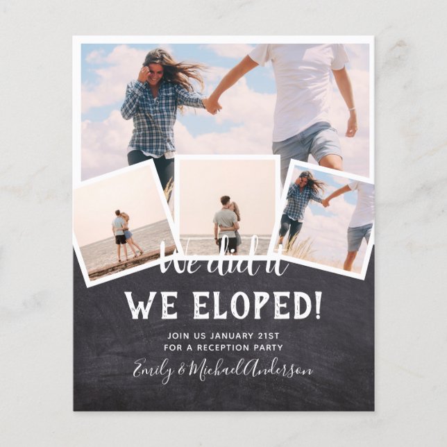 We Did It ELOPEMENT PHOTO Wedding RECEPTION Budget Flyer (Front)