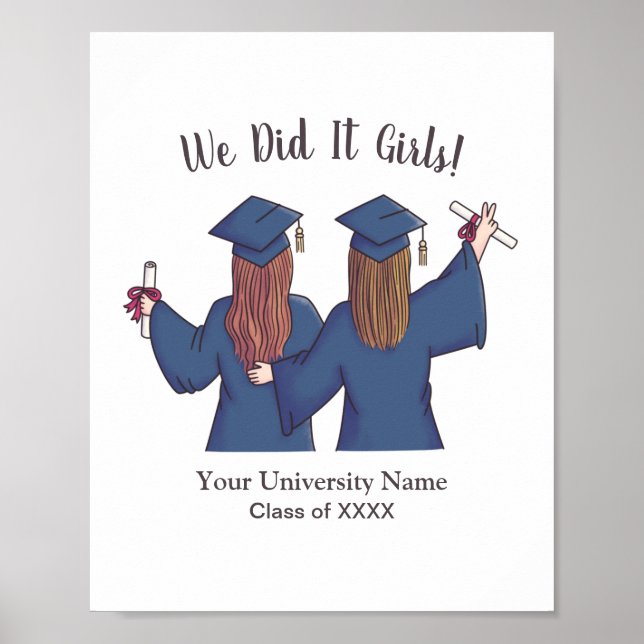 We Did It Girls, Graduation Girls Personalised Poster (Front)