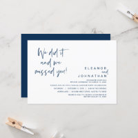 We did it, we missed you, Wedding Elopement Party