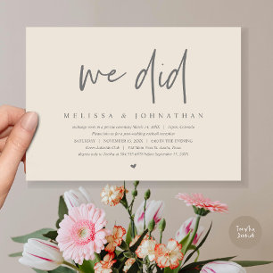 We Did, Wedding Elopement Party, Modern Minimalist Invitation