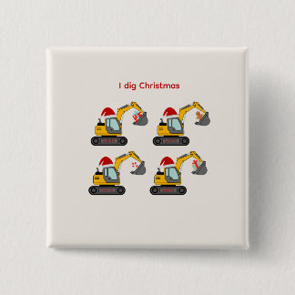 We dig Christmas - Santa's diggers Magnet 15 Cm Square Badge