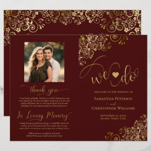We Do Auburn Brown & Gold DIY Fold Wedding Program