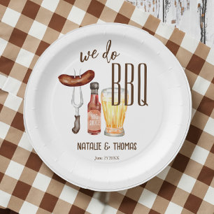 We do BBQ barbecue bridal shower couples shower Paper Plate