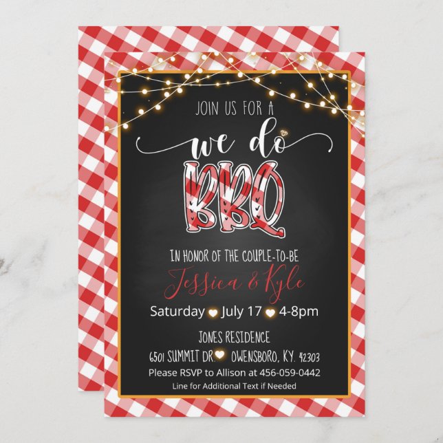 We Do BBQ Invitation - Gingham (Front/Back)
