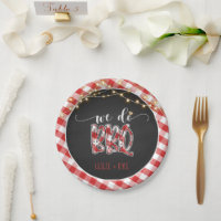 We Do BBQ Paper Plate - Gingham - Custom