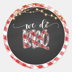 We Do BBQ Round Sticker - Gingham