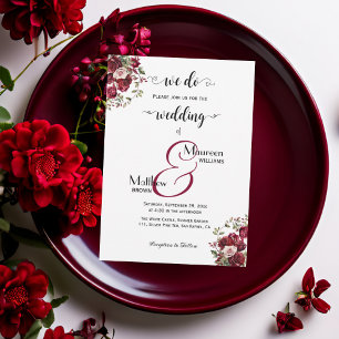 We do! Burgundy Floral Modern Script Wedding Invitation