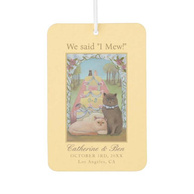We Do Cat Bride & Groom Wedding Favour  Car Air Freshener (Front)