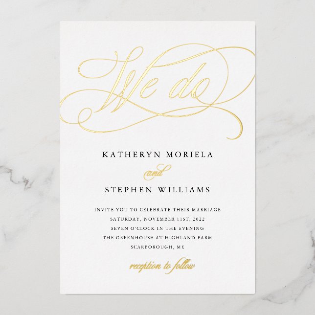 WE DO Classic Calligraphy Wedding Gold (Front)