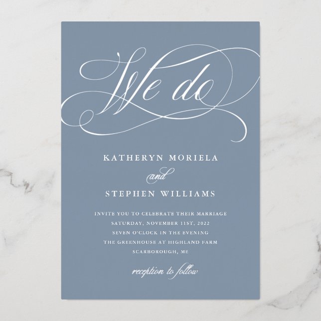 WE DO Classic Calligraphy Wedding Silver (Front)