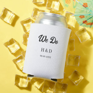 WE DO COUPLE NAME LETTER WEDDING DATE SIMPLE CAN COOLER
