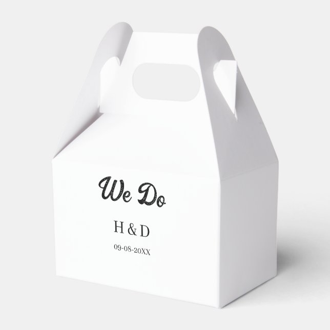 WE DO COUPLE NAME LETTER WEDDING DATE SIMPLE FAVOUR BOX (Front Side)
