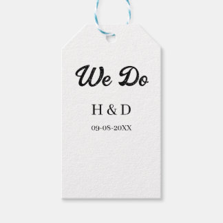 WE DO COUPLE NAME LETTER WEDDING DATE SIMPLE GIFT TAGS