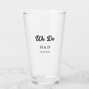 WE DO COUPLE NAME LETTER WEDDING DATE SIMPLE GLASS