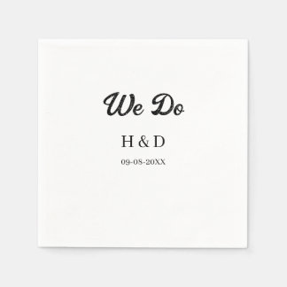 WE DO COUPLE NAME LETTER WEDDING DATE SIMPLE NAPKIN