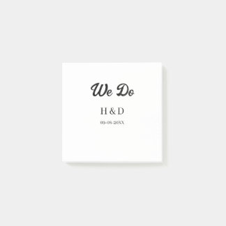 WE DO COUPLE NAME LETTER WEDDING DATE SIMPLE POST-IT NOTES