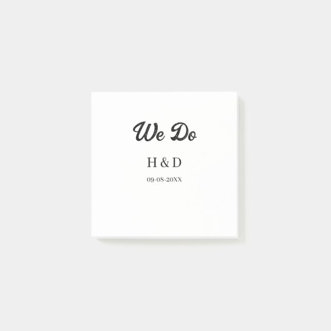 WE DO COUPLE NAME LETTER WEDDING DATE SIMPLE POST-IT NOTES (Front)