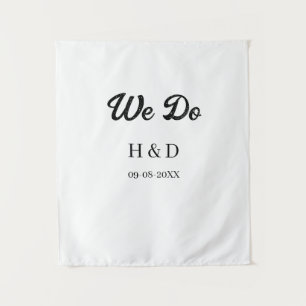 WE DO COUPLE NAME LETTER WEDDING DATE SIMPLE TAPESTRY