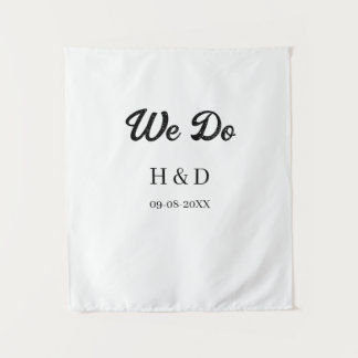 WE DO COUPLE NAME LETTER WEDDING DATE SIMPLE TAPESTRY