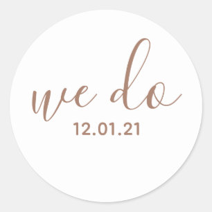 We Do Dated Wedding Envelope Mocha Brown Sticker