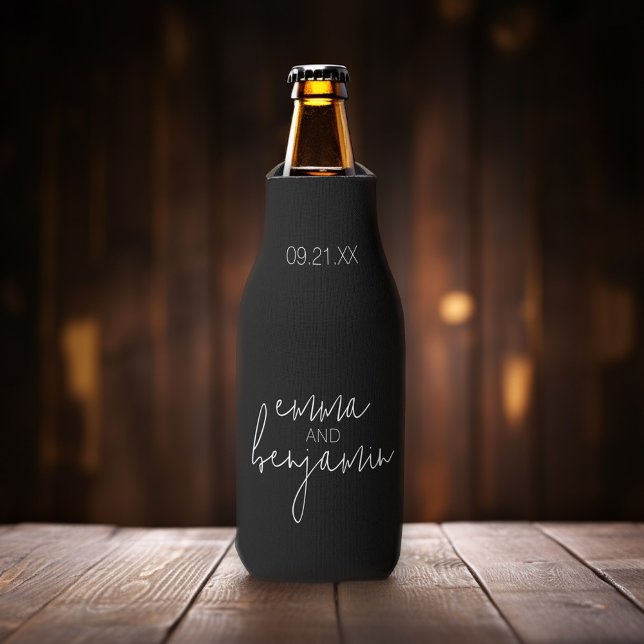 We Do Drink Eat Dance - Modern Wedding Bottle Cooler (Wedding - personalized bottle cooler)