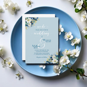 We do! Dusty Blue Gold Glitter Floral Wedding Invitation