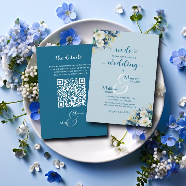 We do! Dusty Blue Gold Glitter QR Code Wedding Invitation (Creator Uploaded)