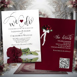 We Do! Elegant Burgundy Rose QR Code Wedding Invitation<br><div class="desc">This beautiful wedding invitation is romantic, playful, and stylish. It features a fun title with a cute heart and modern script lettering reading "we do" at the top, with all the details below. At the bottom is a gorgeous single long-stemmed burgundy, maroon, or wine-red coloured rose lying on its side...</div>