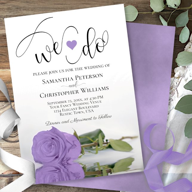 We Do! Elegant Lavender Purple Rose Chic Wedding Invitation (Creator Uploaded)