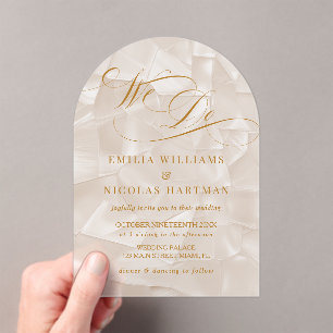 We Do Elegant Neutral Wedding Acrylic Invitations