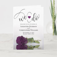 We Do Elegant Plum Purple Rose Modern Wedding