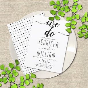 "We do" elegant script calligraphy wedding Invitation