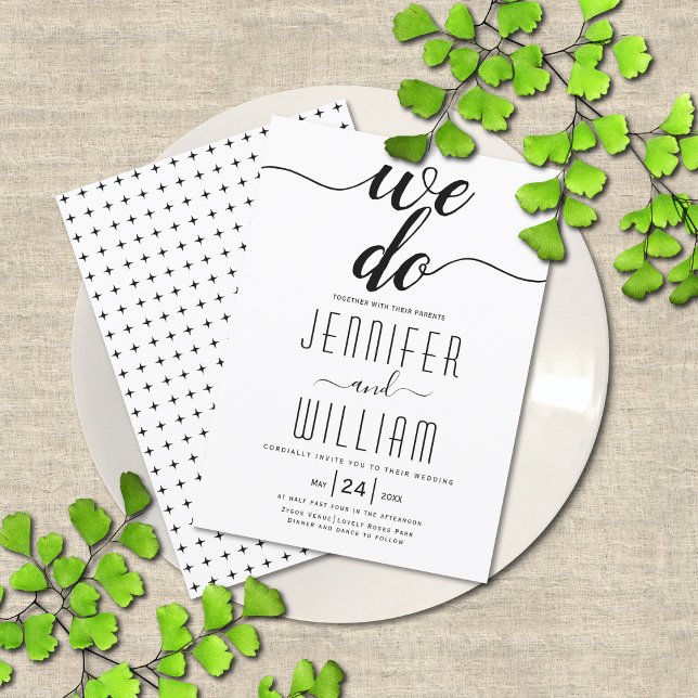 "We do" elegant script calligraphy wedding Invitation (Creator Uploaded)
