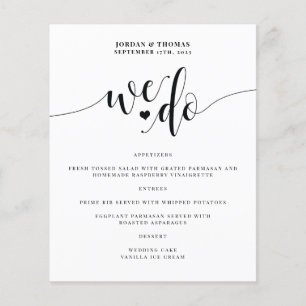 We Do Elegant Script Wedding Reception Menu