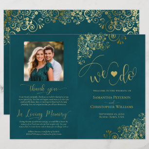 We Do Elegant Teal & Gold DIY Fold Wedding Program