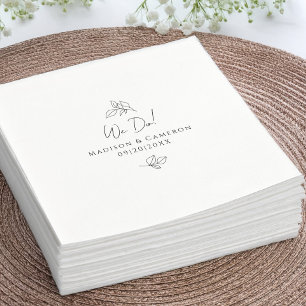 We Do Elegant Wedding Botanical Black & White Napkin