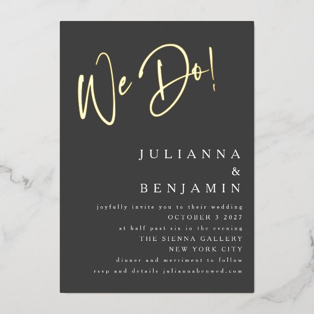 We Do Elegant Wedding Website Soft Black Gold (Front)