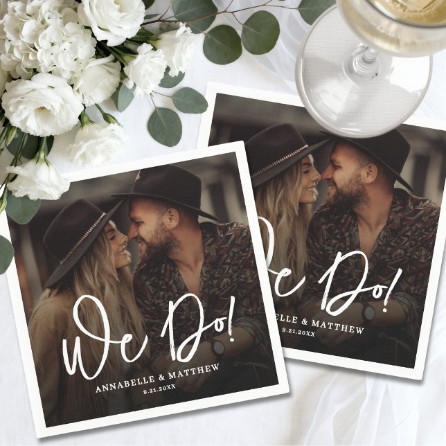We Do Engagement Wedding Photo Napkin (We Do Engagement Wedding Photo Napkins)